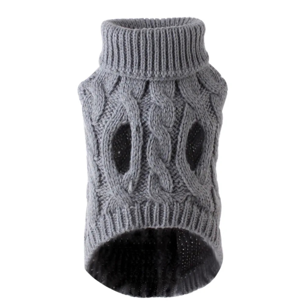 Autumn & Winter Knitted Pet Sweater for Small Dogs & Cats – Warm, Soft, Solid-Color Twist Knit Puppy Clothing