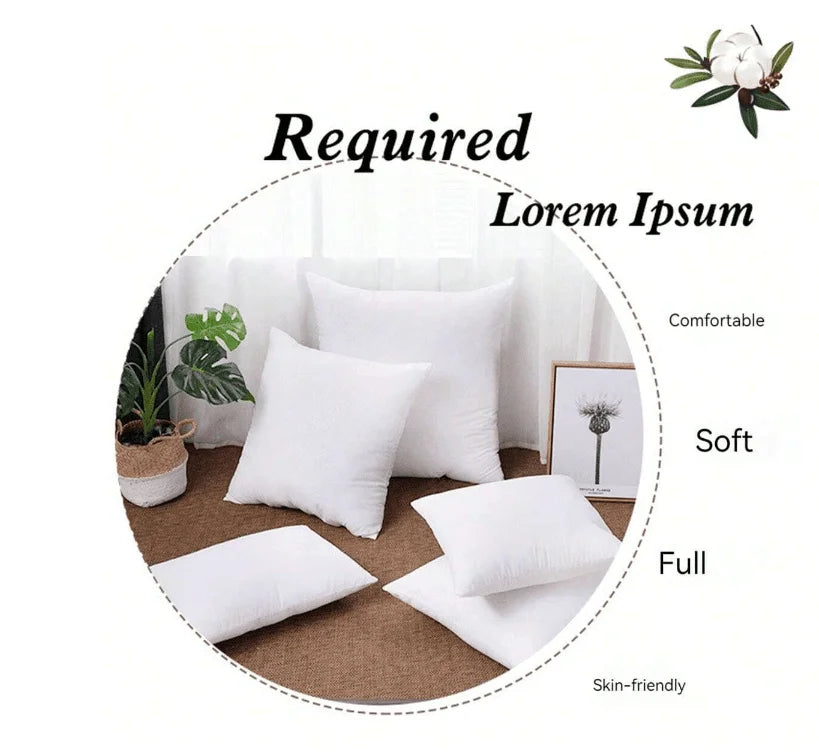 Square Pillow Core | Cushion Insert for Sofa & Bed Pillow Covers