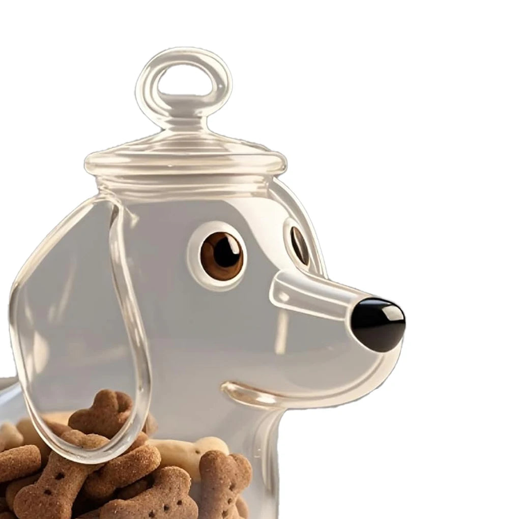 Dachshund Glass Snack Jar with Airtight Lid | Dog Treat Storage Container