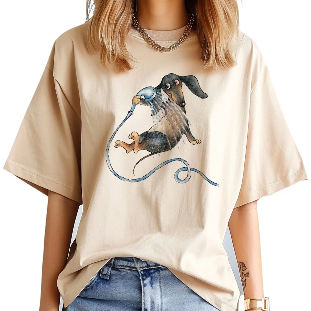 Dachshund T-Shirts For Women | Funny Harajuku Y2K Tops