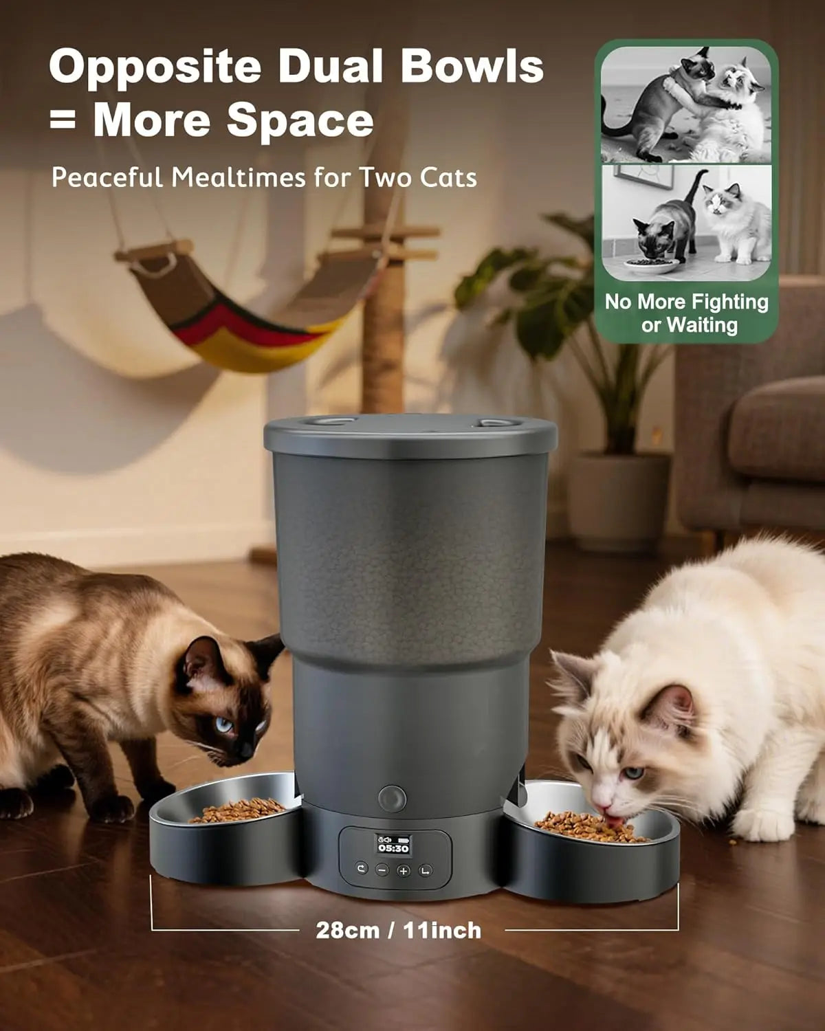5L Automatic Pet Feeder for 2 Cats or Dogs | Dual Bowl Smart Feeder
