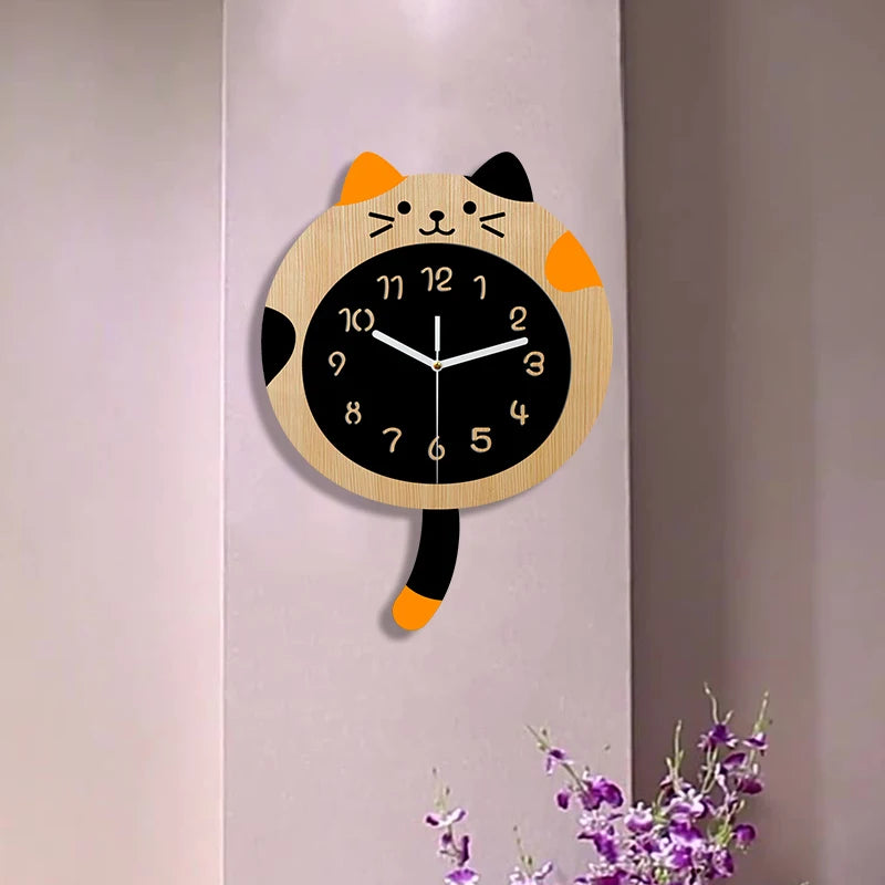 Cute Cat Wall Clock | Silent Modern Home Decor