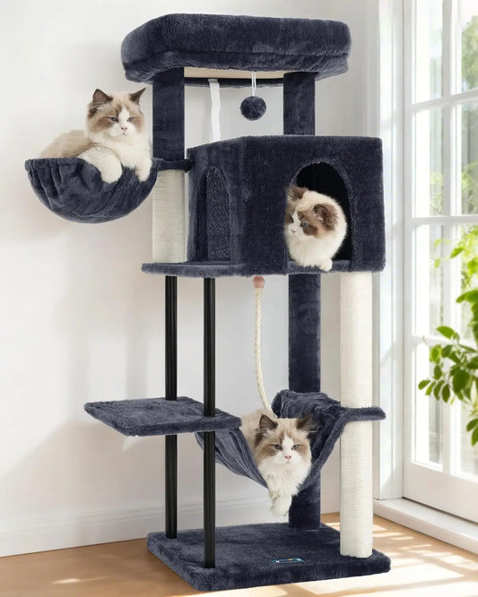43.3” Cat Tree Tower with Hammock & Condo | Indoor Cats