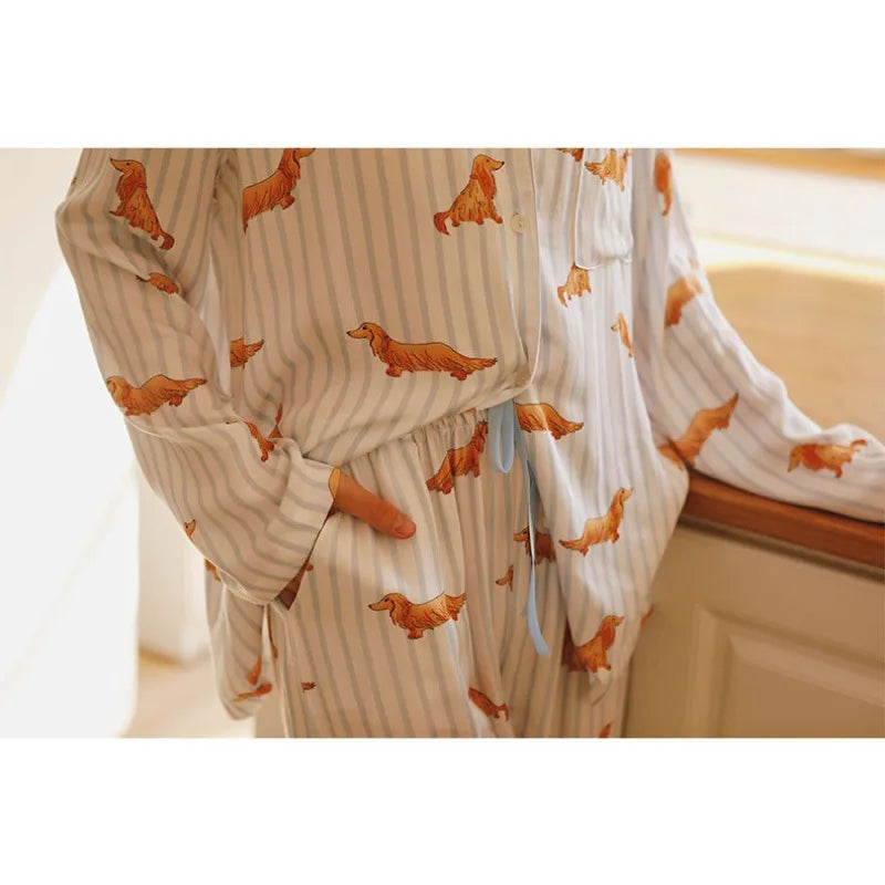 Cute Dachshund Sleepwear | Women’s Viscose Pajama Set