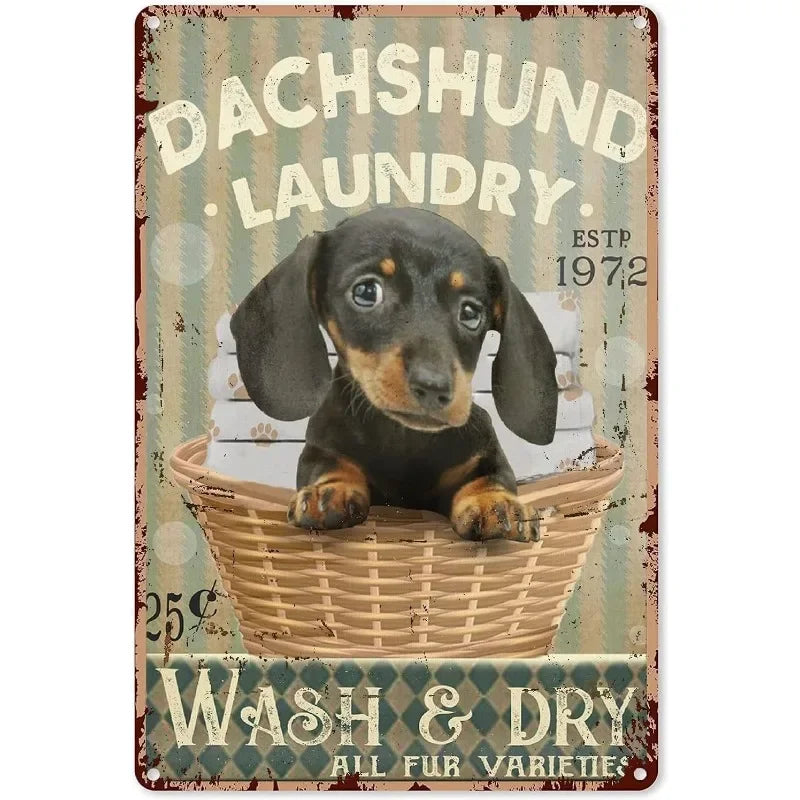 Cute Metal Tin Pet Wall Sign - Retro Art - Multiple Breeds