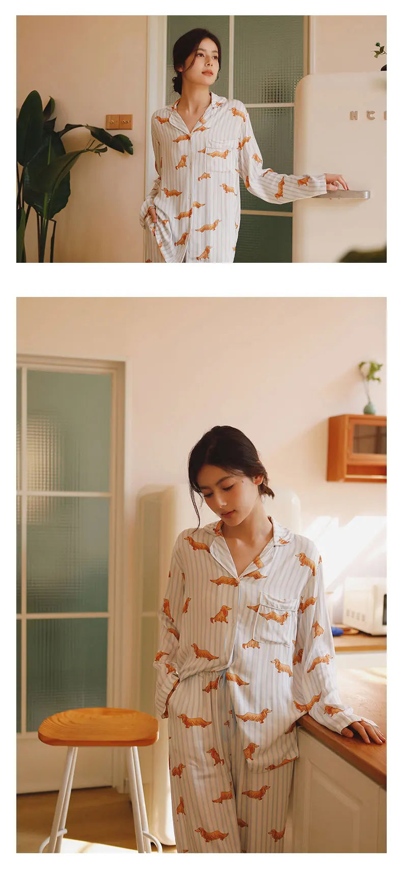 Cute Dachshund Sleepwear | Women’s Viscose Pajama Set