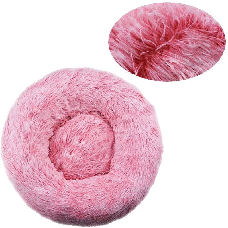 Round Plush Pet Bed for Dogs & Cats – Super Soft Winter Warm Sleeping Bed
