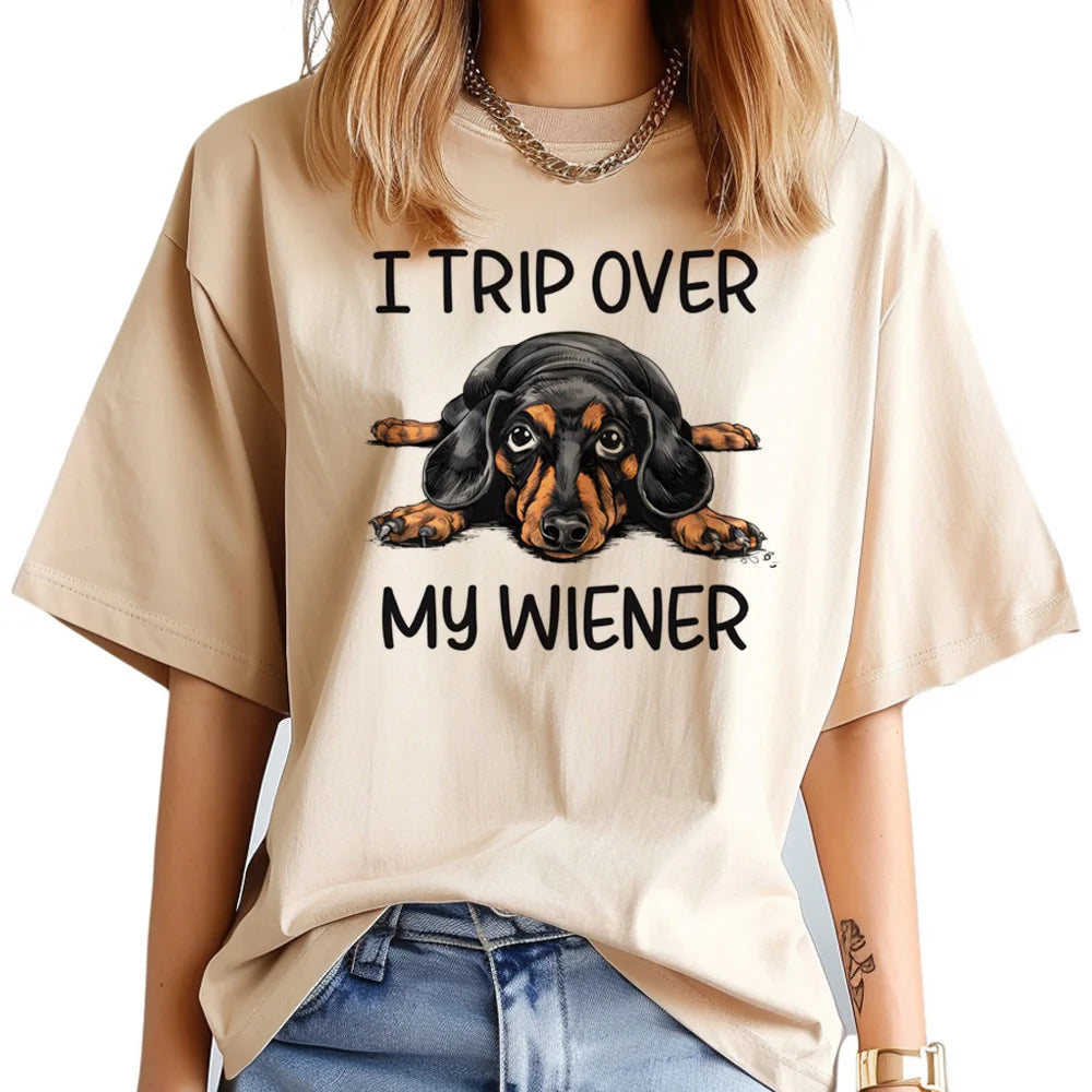 Dachshund T-Shirts For Women | Funny Harajuku Y2K Tops