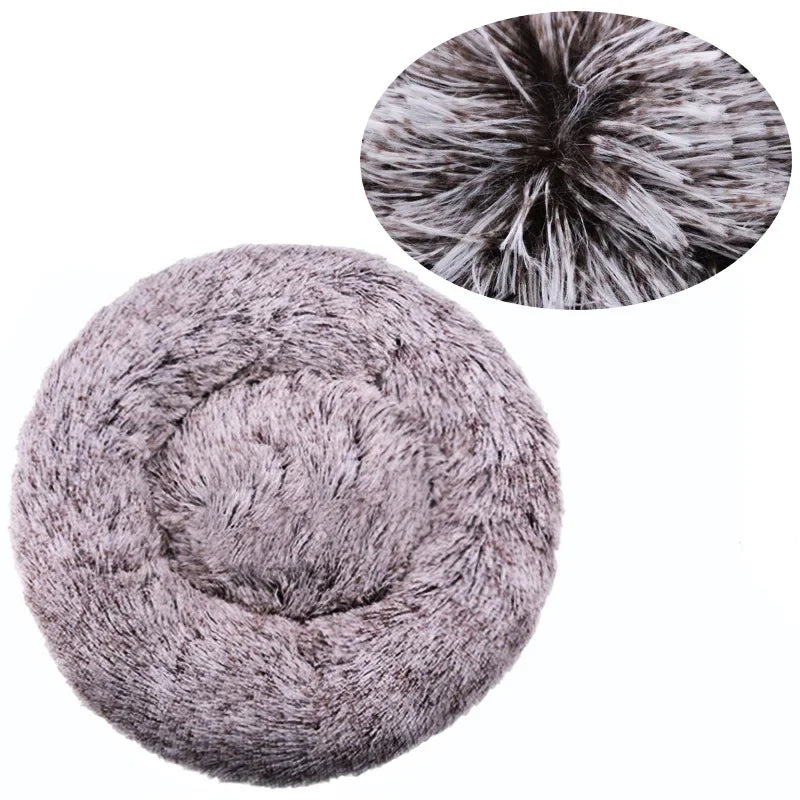 Round Plush Pet Bed for Dogs & Cats – Super Soft Winter Warm Sleeping Bed