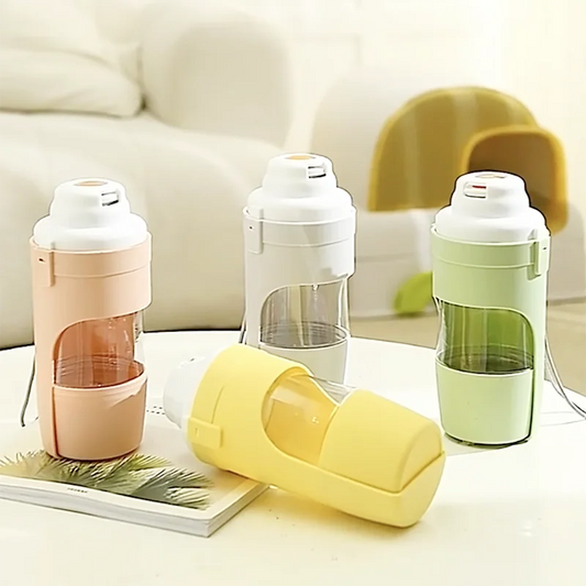 2-in-1 Pet Travel Water Bottle with Food Container – 16.9 oz