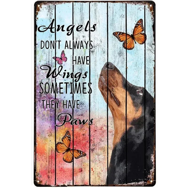 Cute Metal Tin Pet Wall Sign - Retro Art - Multiple Breeds