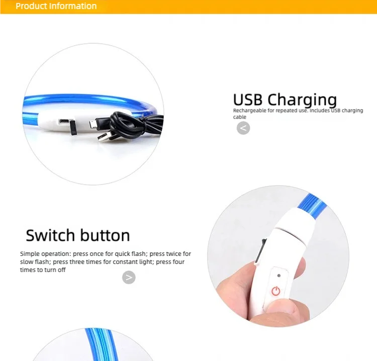 LED Dog Collar USB Rechargeable | Glowing Night Safety Collar