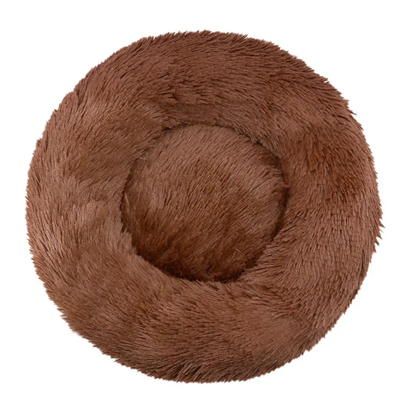 Round Plush Pet Bed for Dogs & Cats – Super Soft Winter Warm Sleeping Bed