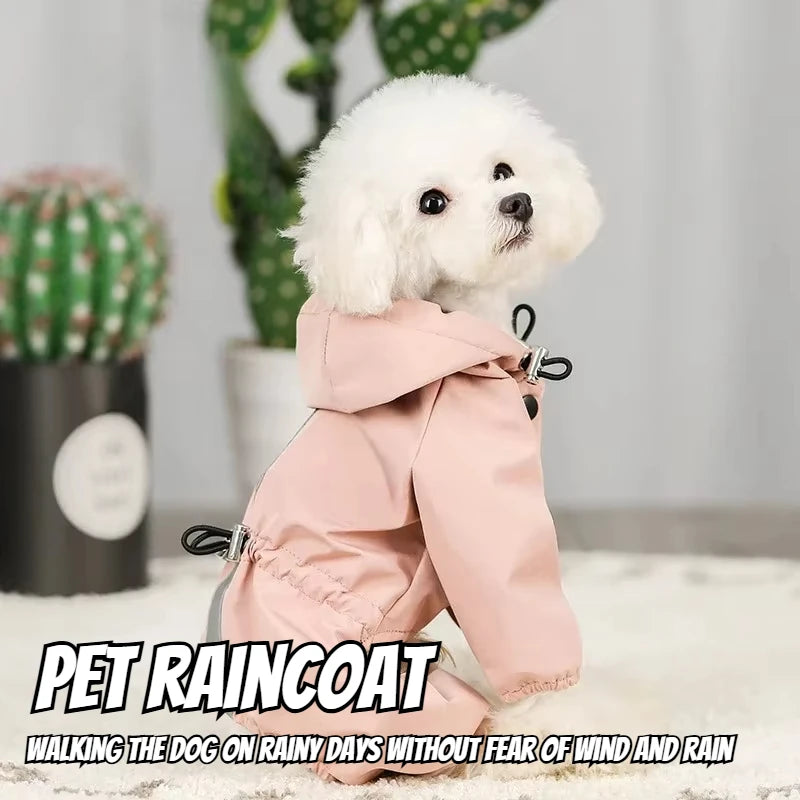 Rainproof Reflective Pet Raincoat for Dogs & Cats – Breathable Four-Legged Waterproof Jacket for Small Pets & French Bulldogs