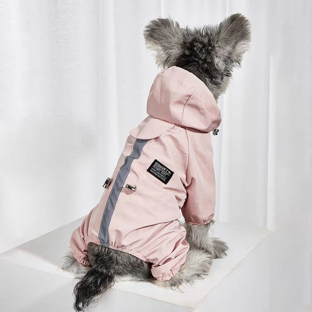 Rainproof Reflective Pet Raincoat for Dogs & Cats – Breathable Four-Legged Waterproof Jacket for Small Pets & French Bulldogs