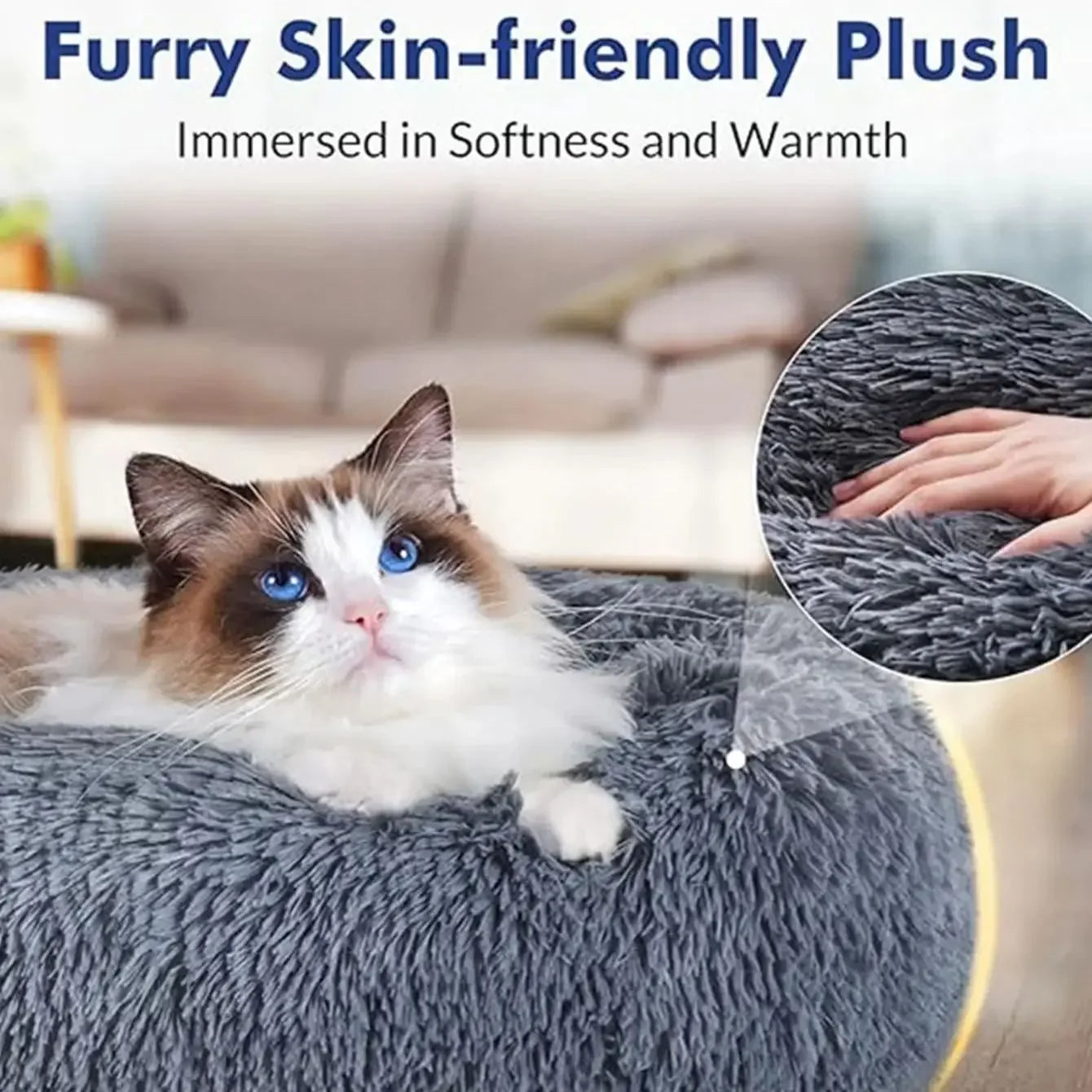 Round Plush Pet Bed for Dogs & Cats – Super Soft Winter Warm Sleeping Bed