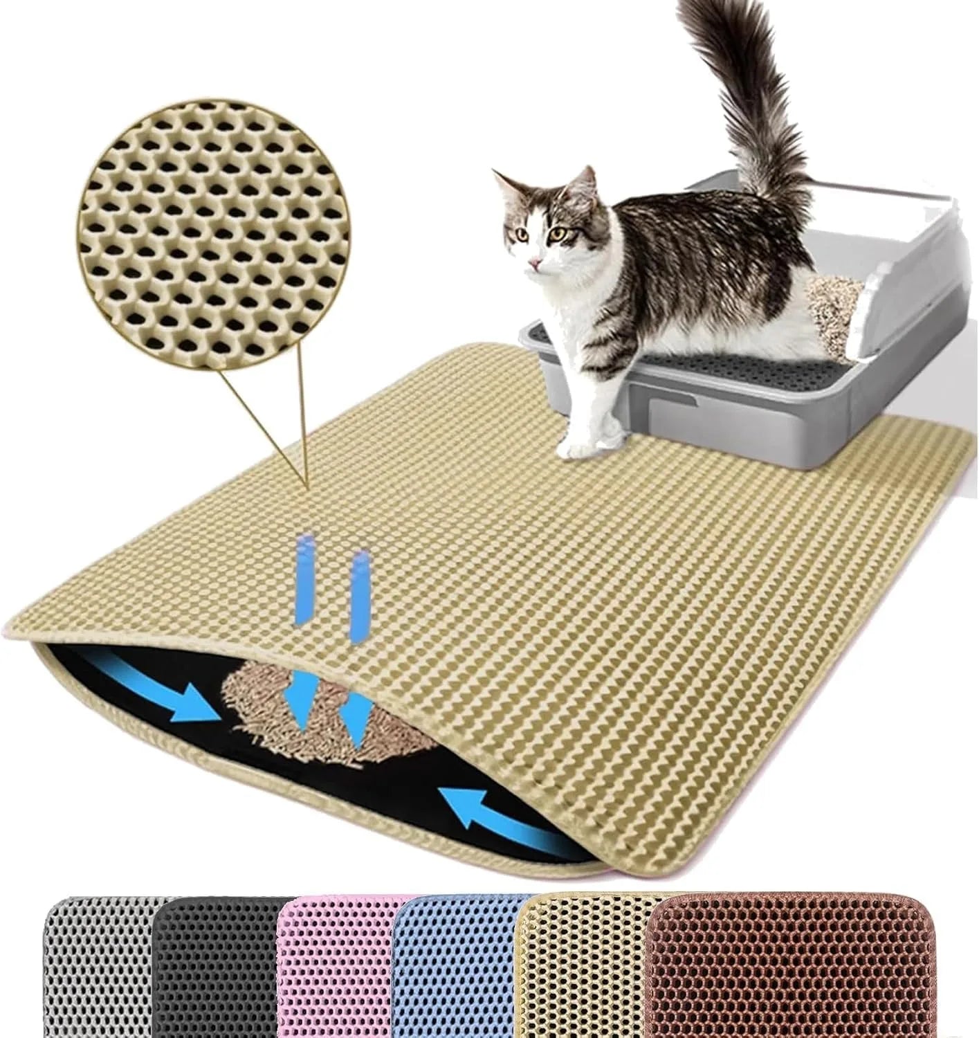 Large Cat Litter Box Mat | Wear-Resistant Floor Protection