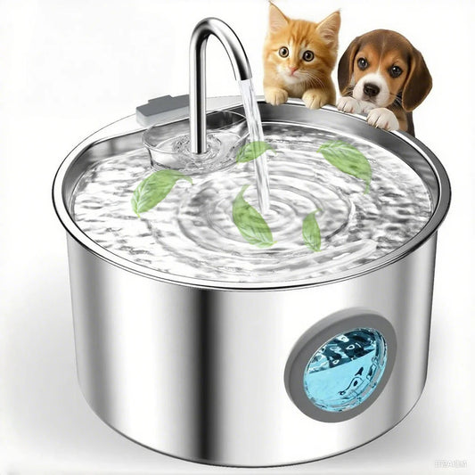 Stainless Steel Cat & Dog Water Fountain 3.2L | Quiet & Filtered