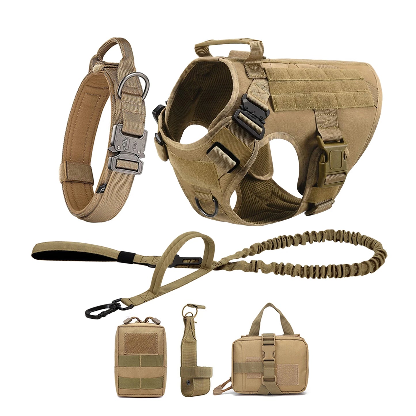 Tactical Dog Harness Set | MOLLE Training Vest for Large Dogs