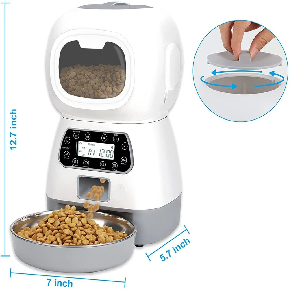 3.5L Automatic Pet Feeder for Cats & Dogs – Timed Smart Food Dispenser