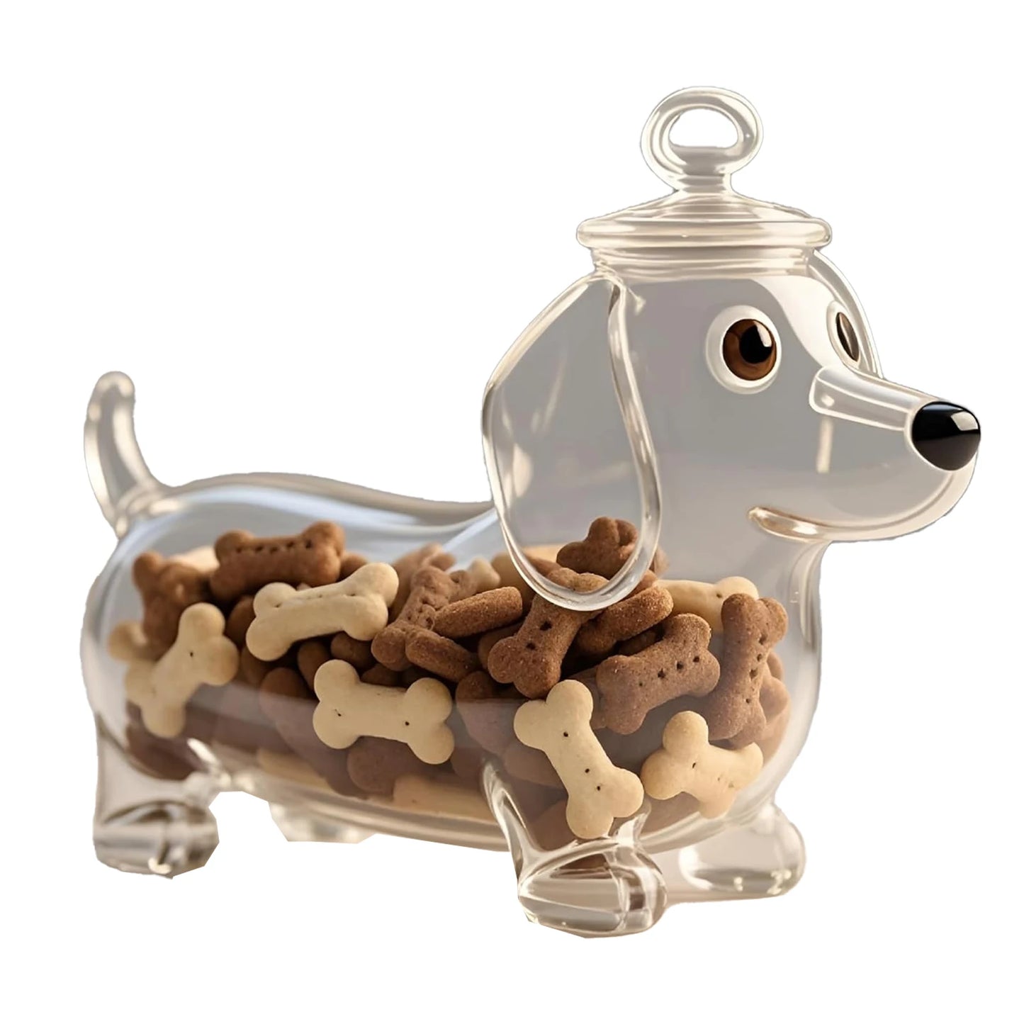Dachshund Glass Snack Jar with Airtight Lid | Dog Treat Storage Container