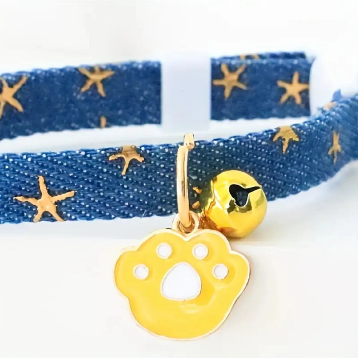 Cat & Dog Collar with Bells | Punk Style Denim Accessory