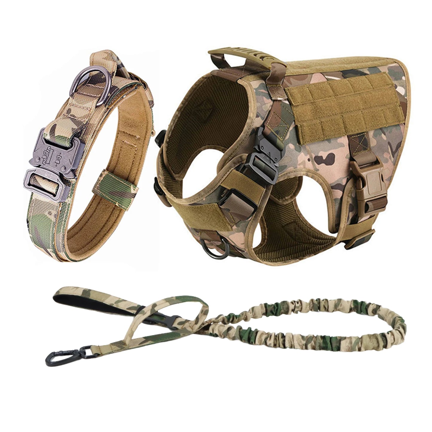 Tactical Dog Harness Set | MOLLE Training Vest for Large Dogs