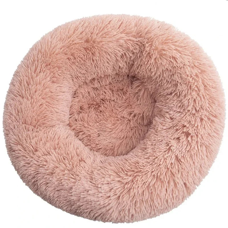 Round Plush Pet Bed for Dogs & Cats – Super Soft Winter Warm Sleeping Bed