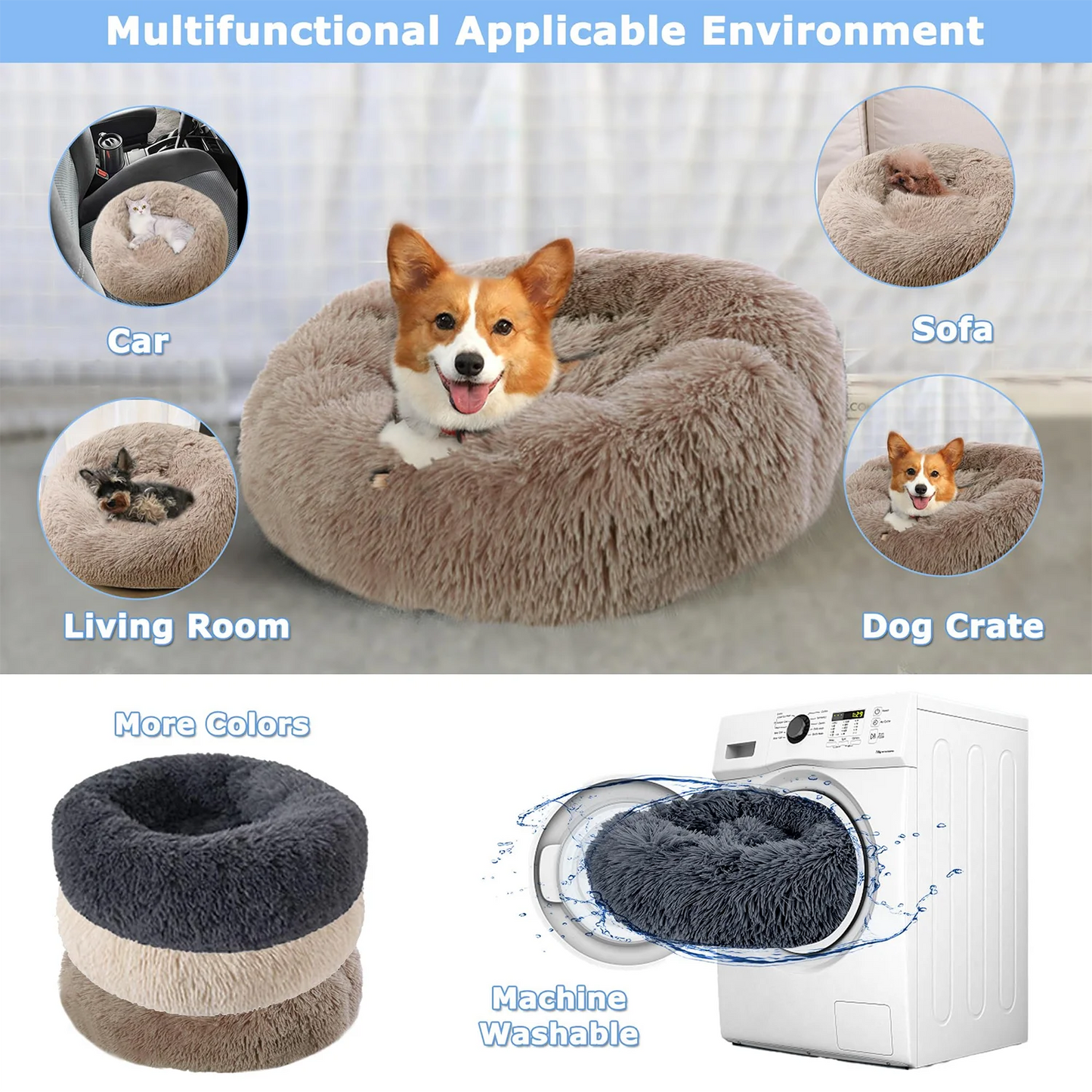 Round Plush Pet Bed for Dogs & Cats – Super Soft Winter Warm Sleeping Bed