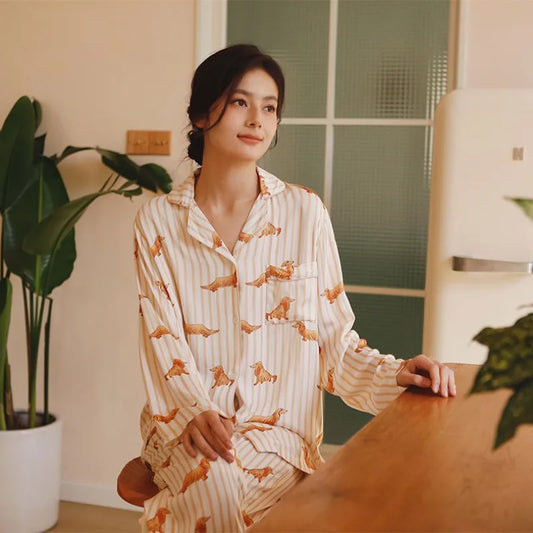 Cute Dachshund Sleepwear | Women’s Viscose Pajama Set