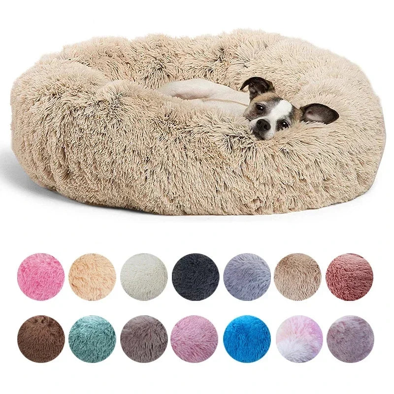 Round Plush Pet Bed for Dogs & Cats – Super Soft Winter Warm Sleeping Bed