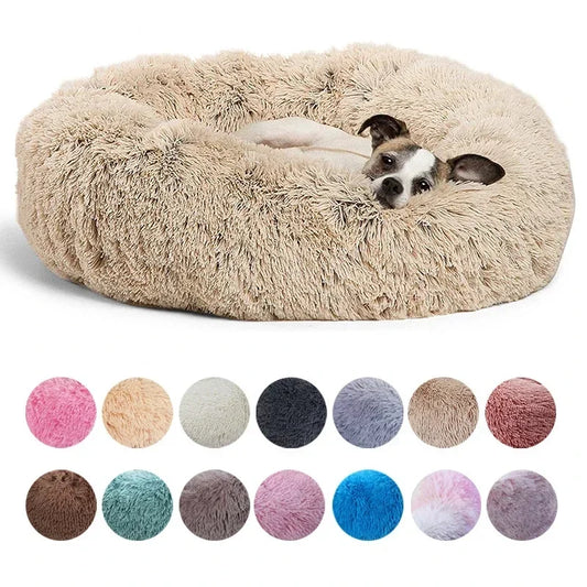 Round Plush Pet Bed for Dogs & Cats – Super Soft Winter Warm Sleeping Bed
