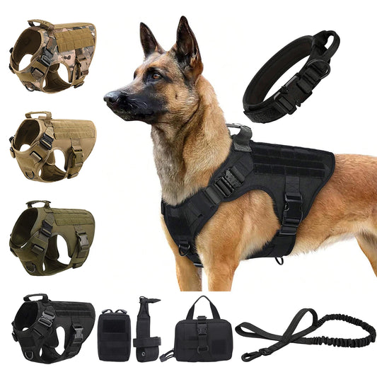 Tactical Dog Harness Set | MOLLE Training Vest for Large Dogs