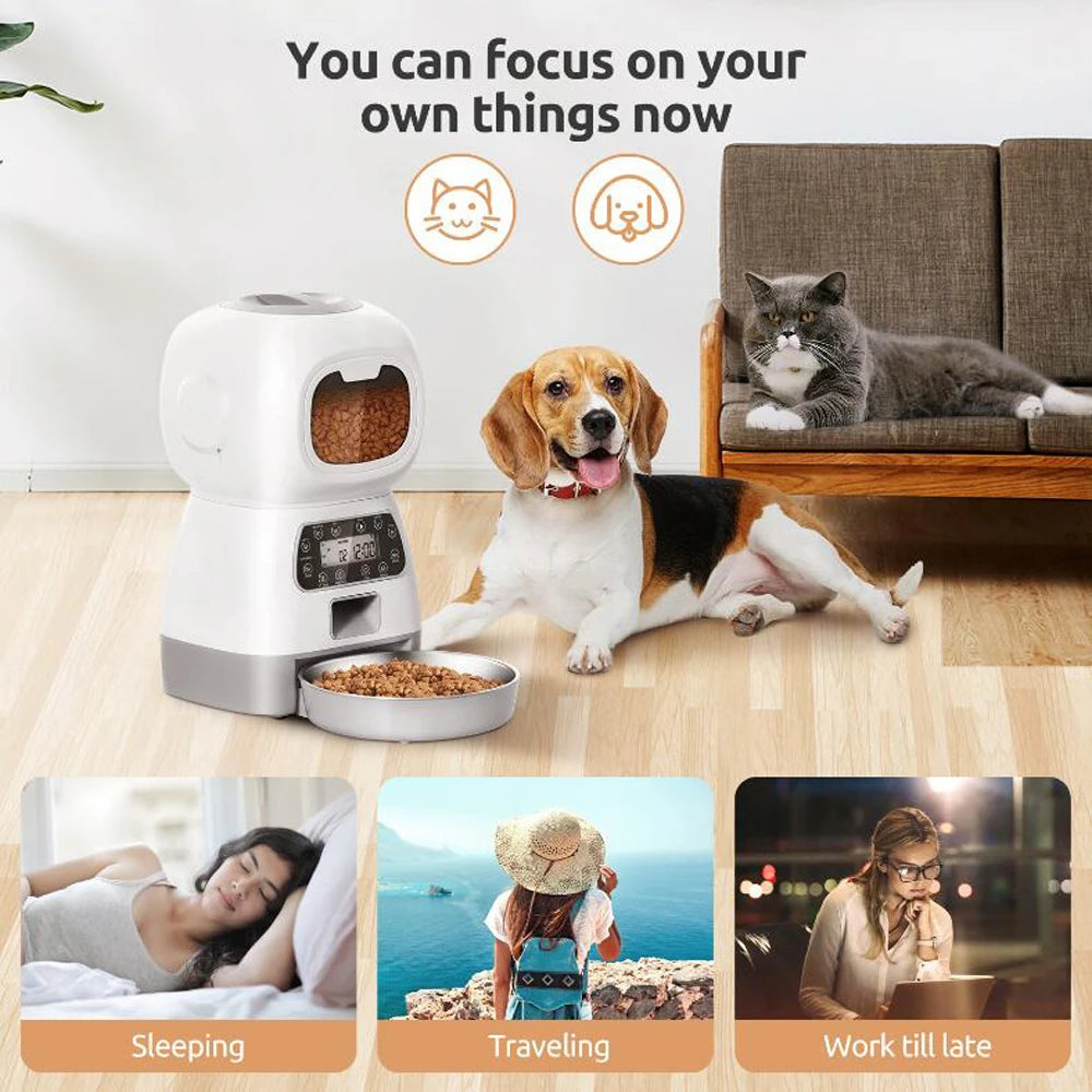 3.5L Automatic Pet Feeder for Cats & Dogs – Timed Smart Food Dispenser