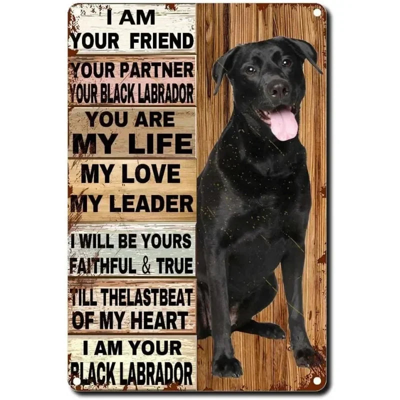 Cute Metal Tin Pet Wall Sign - Retro Art - Multiple Breeds