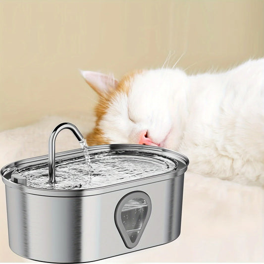 3.5L (125 oz) Stainless Steel Cat & Dog Water Fountain | Automatic Pet Dispenser