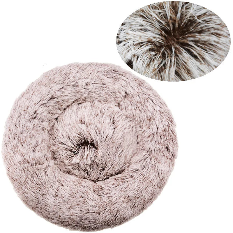 Round Plush Pet Bed for Dogs & Cats – Super Soft Winter Warm Sleeping Bed
