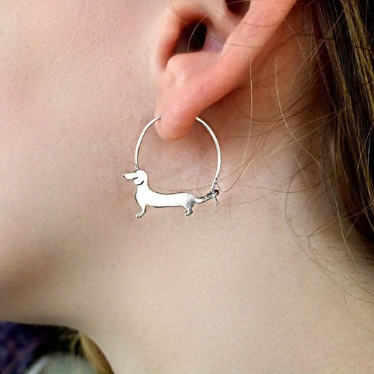Dachshund Hoop Earrings | Cute Dog Lover Jewelry