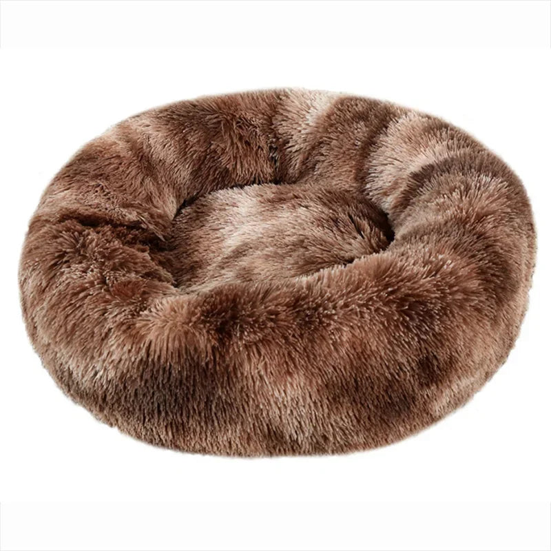 Round Plush Pet Bed for Dogs & Cats – Super Soft Winter Warm Sleeping Bed