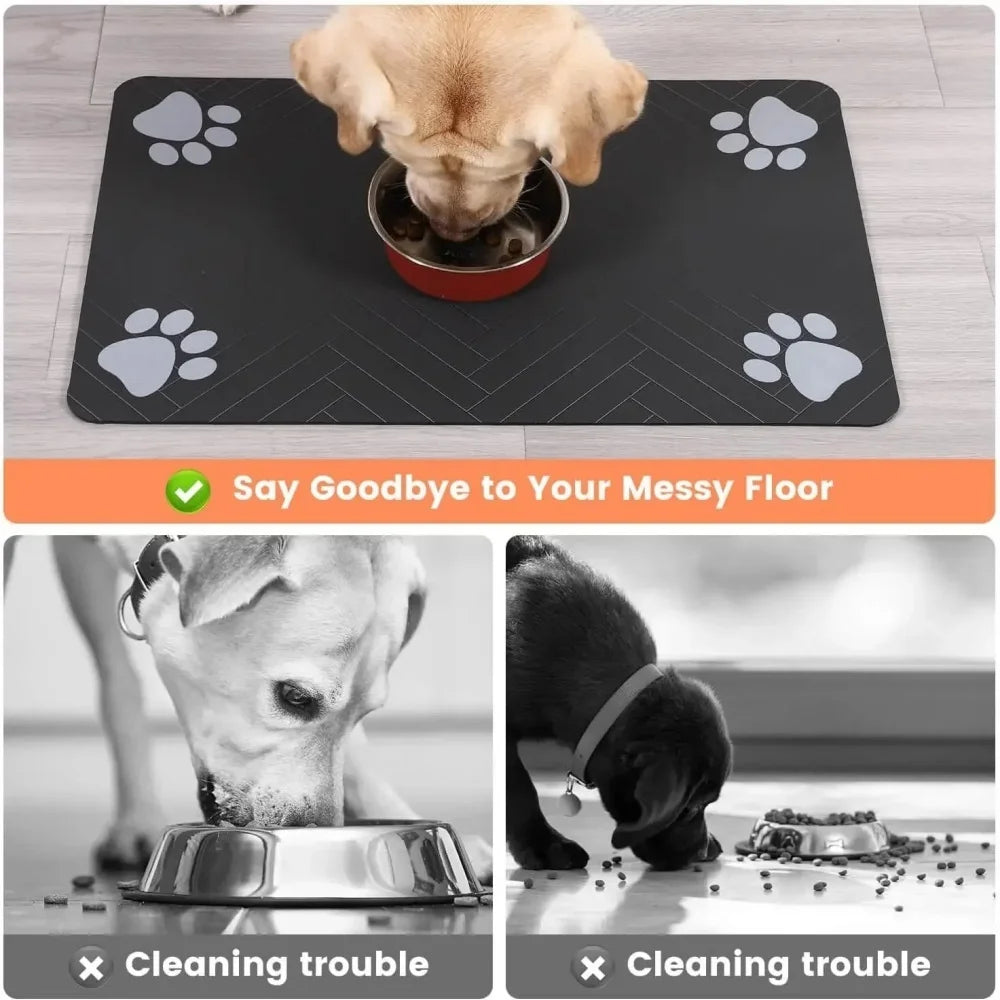 Absorbent Pet Feeding Mat for Dogs & Cats – Waterproof, Anti-Slip, Quick-Dry Bowl Placemat