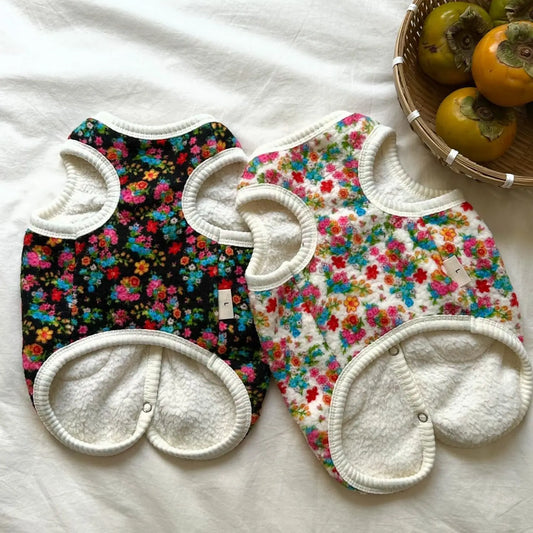 Pet Coat for Small Dogs – Classic Shabby Flower Vest for Puppies | Warm, Soft, Pretty Pet Clothing