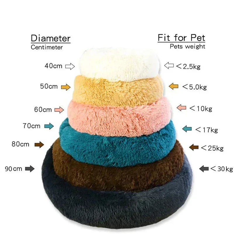 Round Plush Pet Bed for Dogs & Cats – Super Soft Winter Warm Sleeping Bed