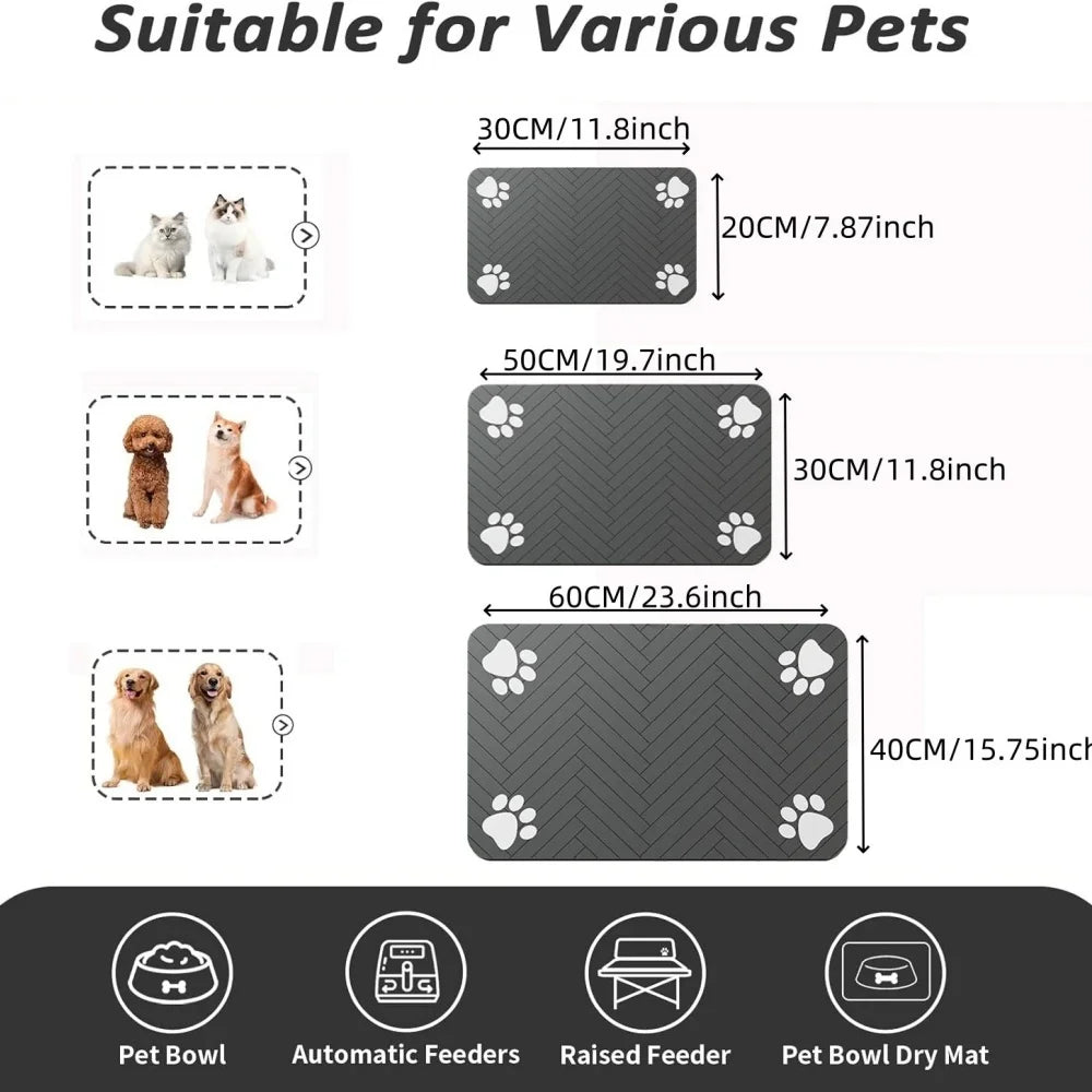 Absorbent Pet Feeding Mat for Dogs & Cats – Waterproof, Anti-Slip, Quick-Dry Bowl Placemat