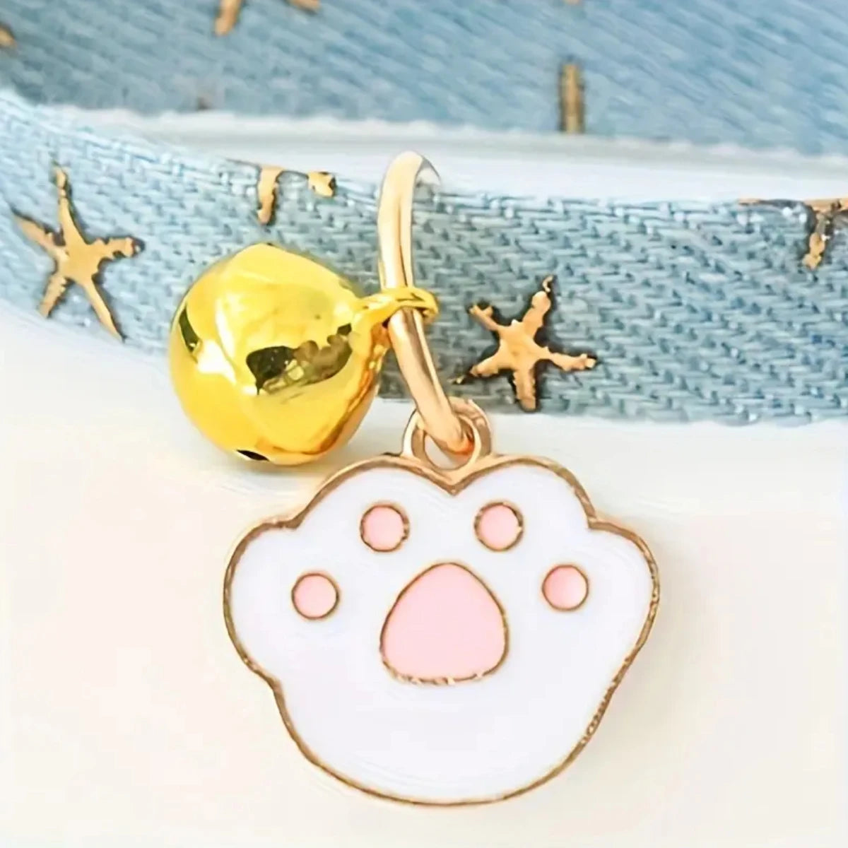 Cat & Dog Collar with Bells | Punk Style Denim Accessory