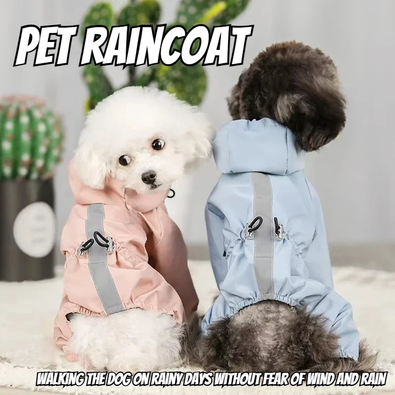 Rainproof Reflective Pet Raincoat for Dogs & Cats – Breathable Four-Legged Waterproof Jacket for Small Pets & French Bulldogs