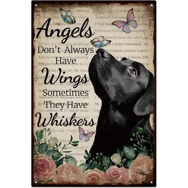 Cute Metal Tin Pet Wall Sign - Retro Art - Multiple Breeds