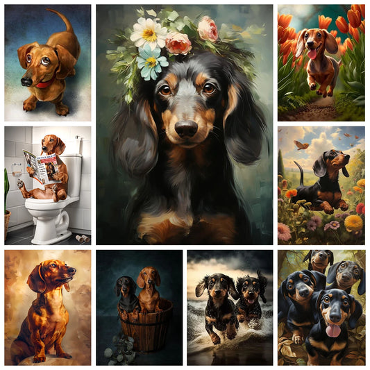 Dachshund 5D Diamond Painting | Cute Dog DIY Mosaic Art