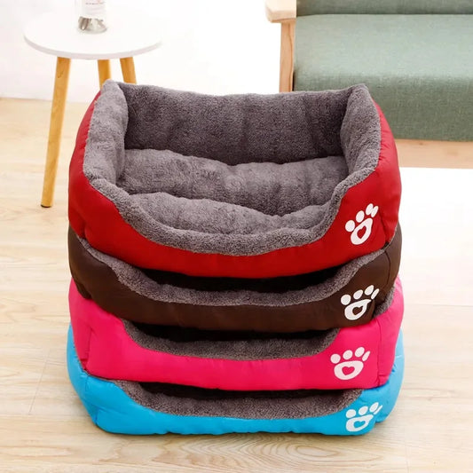 Warm Square Pet Bed for Dogs & Cats – Candy-Colored Cotton Nest, Washable Kennel for Small, Medium & Large Pets
