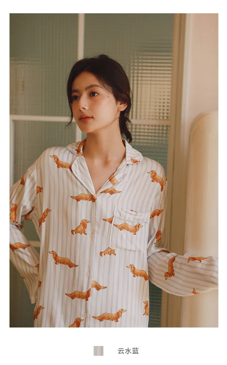 Cute Dachshund Sleepwear | Women’s Viscose Pajama Set