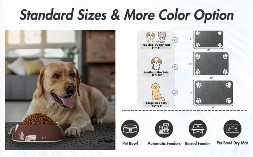 Absorbent Pet Feeding Mat for Dogs & Cats – Waterproof, Anti-Slip, Quick-Dry Bowl Placemat